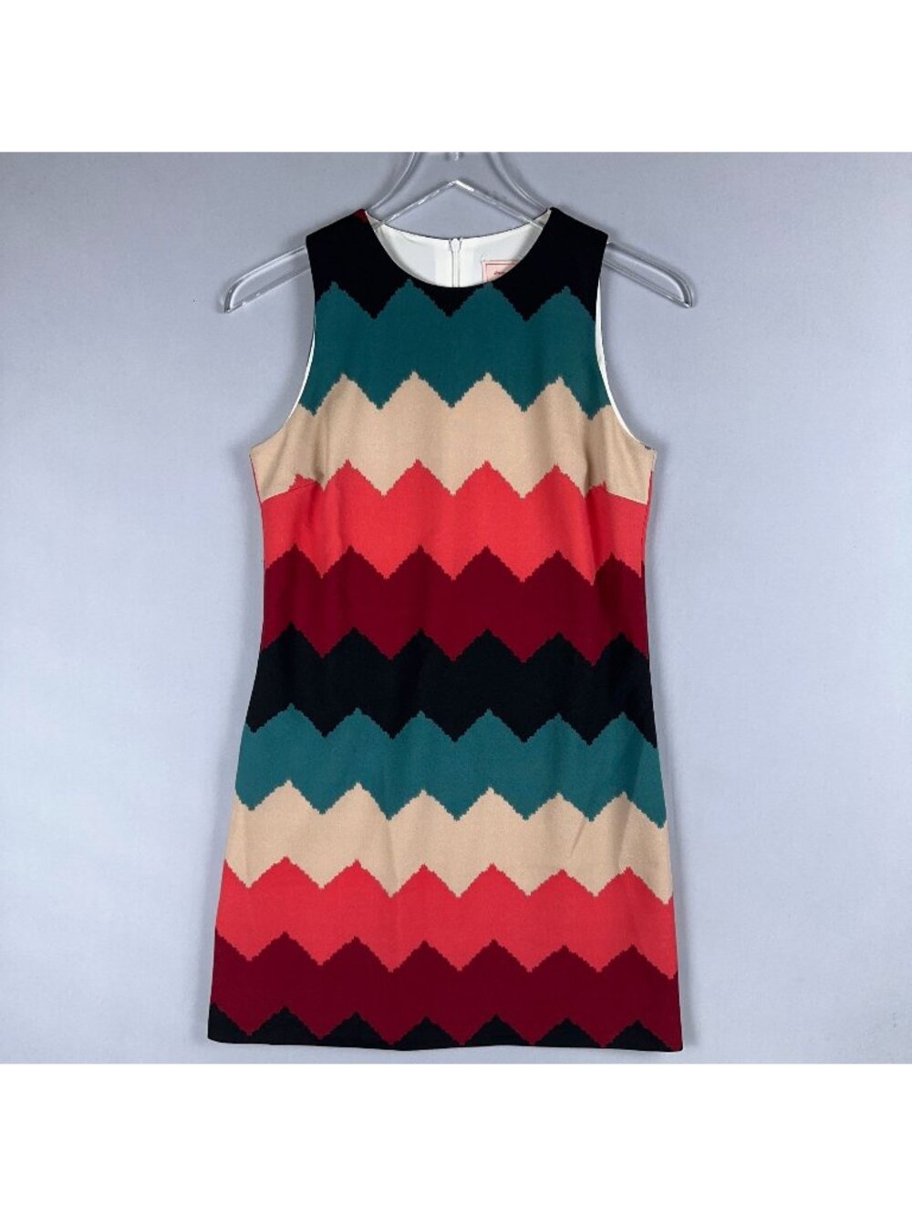 Love...Ady Dress Size Small Shift Chevron Striped Sleeveless Multicolor Made USA